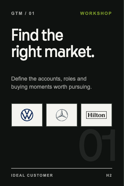 Ideal customer workshop card with Volkswagen, Mercedes and Hilton logos
